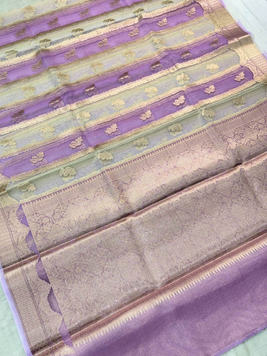 Purple Banarasi Kora Silk Rangkat Saree