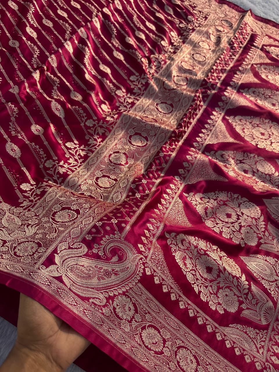 Magenta Mashru Katan Fancy Aada Design Saree