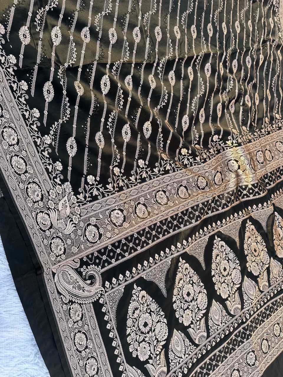 Black Mashru Katan Fancy Aada Design Saree