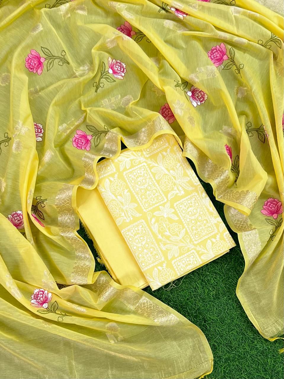 Sunshine Yellow Banarasi Suit Set
