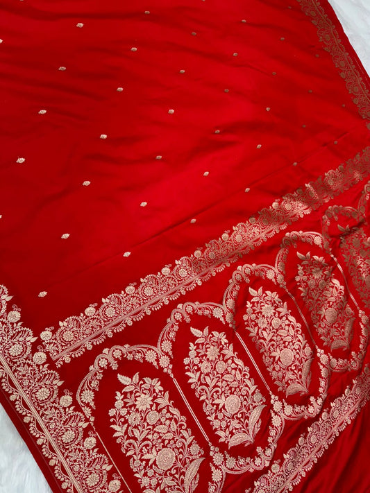 Red Mahru Katan Silk Saree