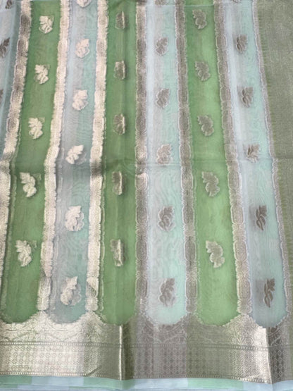 Green Banarasi Kora Silk Rangkat Saree
