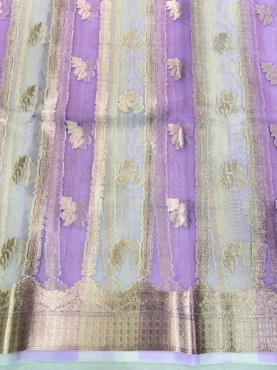 Purple Banarasi Kora Silk Rangkat Saree