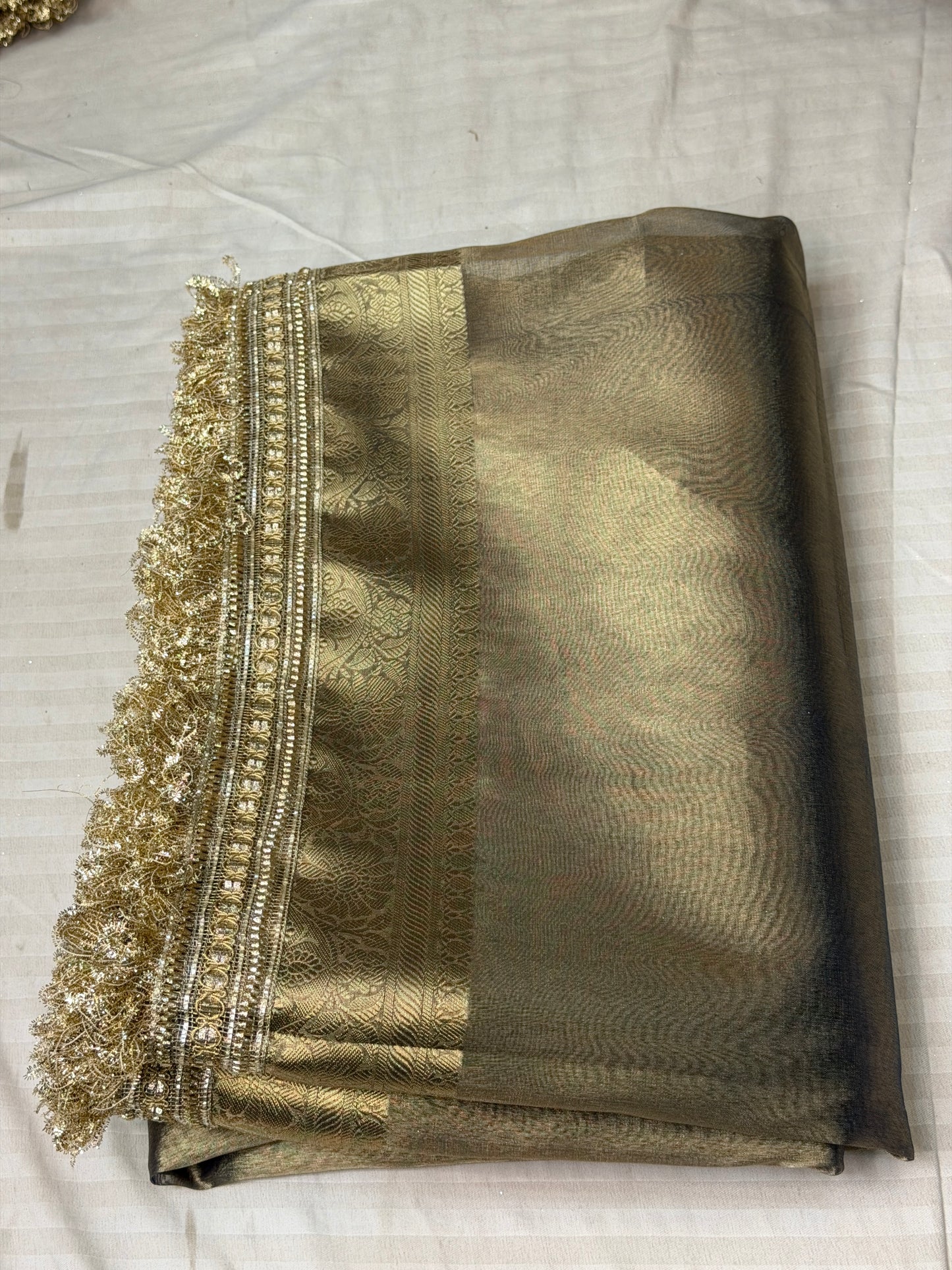 Sant Banarasi Tissue Silk Saree with Fancy Lace