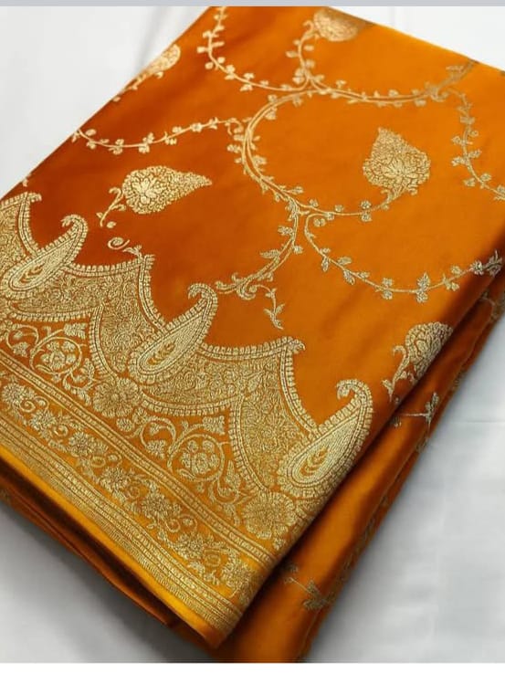 Yellow Mashru katan Muglai Jaal Saree