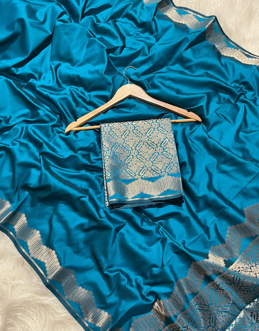 Banarasi Silky Semi Katan Pally Border Fancy Saree