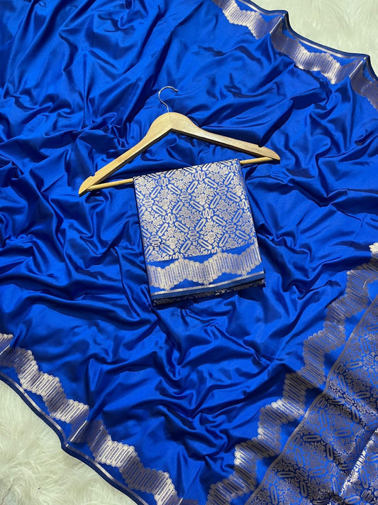 Banarasi Silky Semi Katan Pally Border Fancy Saree