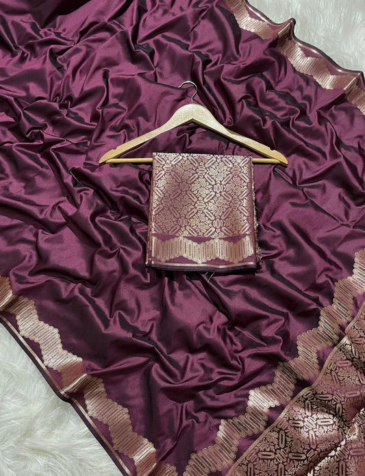 Banarasi Silky Semi Katan Pally Border Fancy Saree