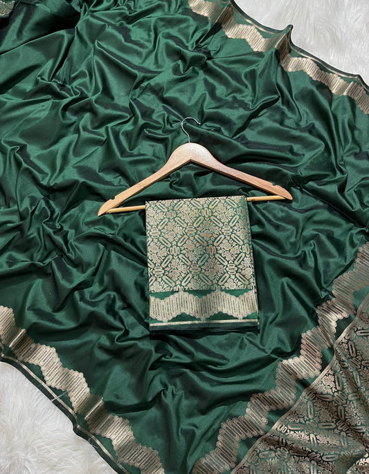 Banarasi Silky Semi Katan Pally Border Fancy Saree