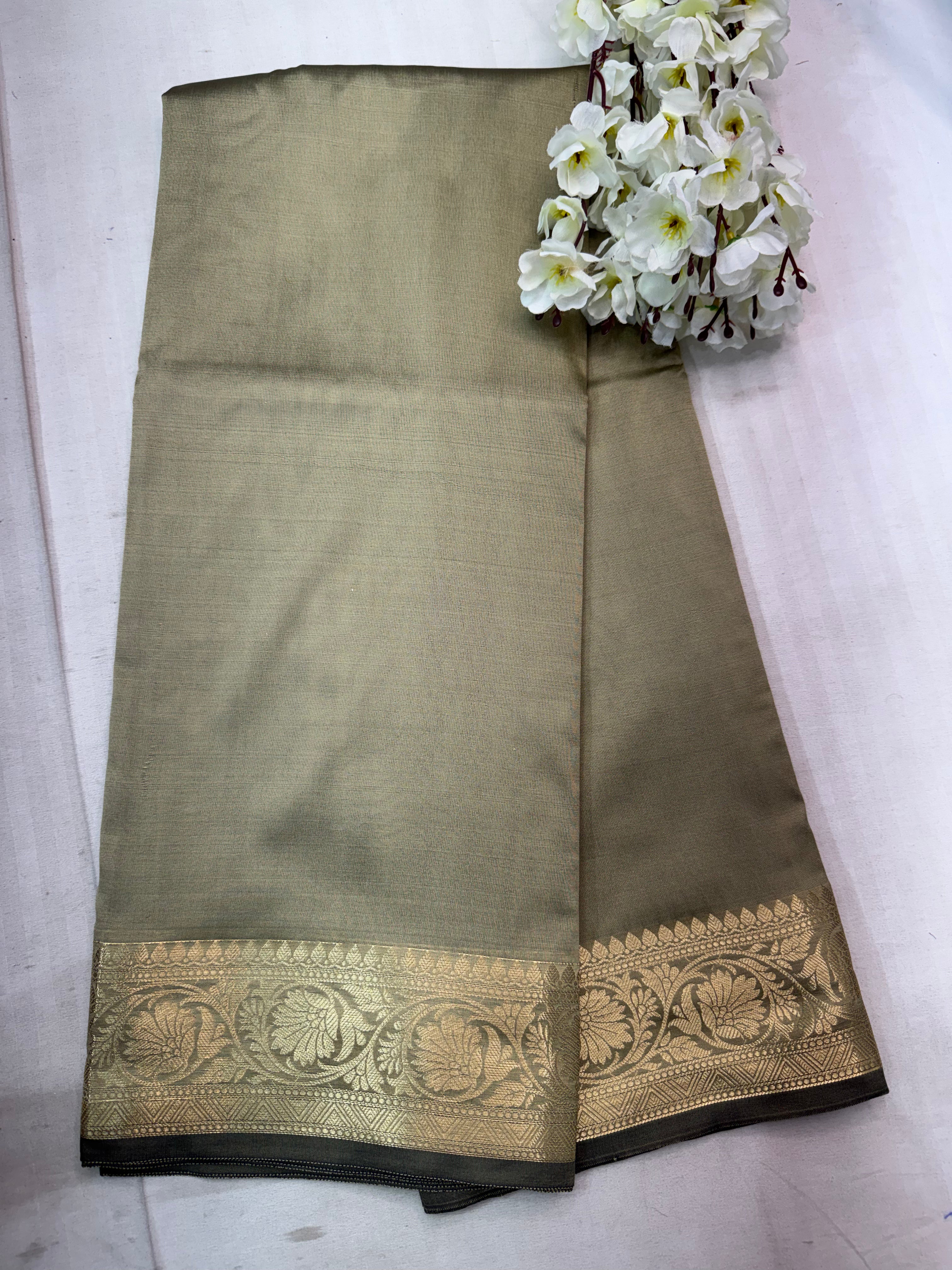 Premium Banarasi  Grey Mashru Katan Saree