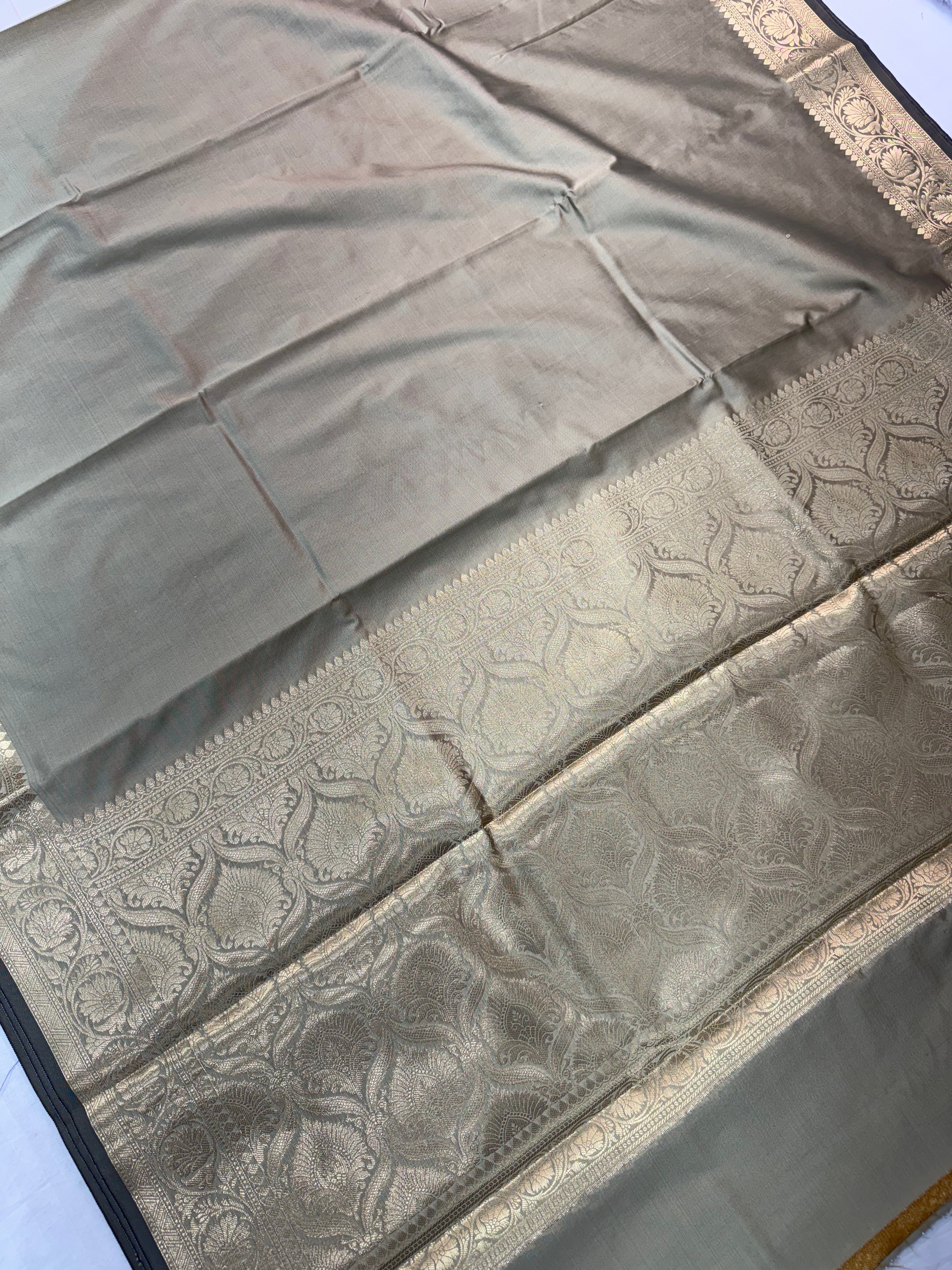 Premium Banarasi  Grey Mashru Katan Saree