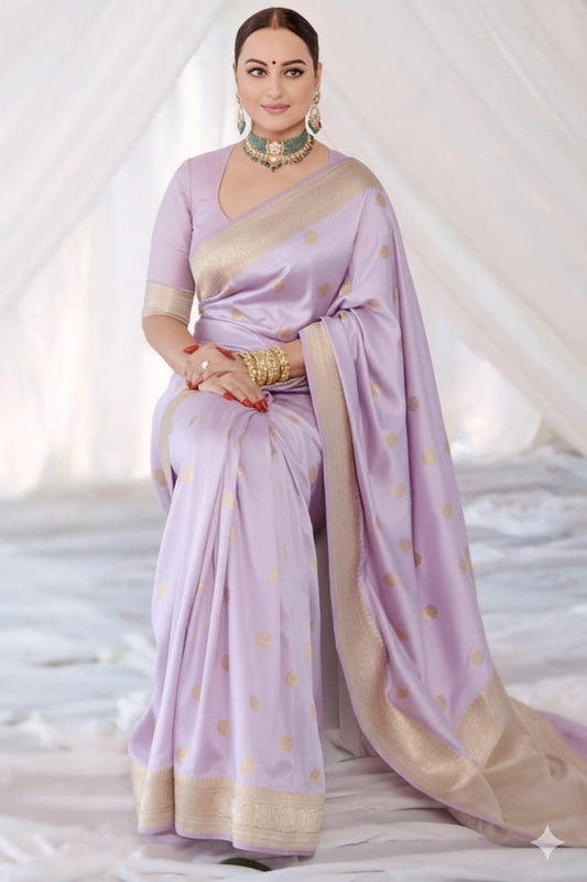 Lavender Mashru Katan Chand Tara Design Saree