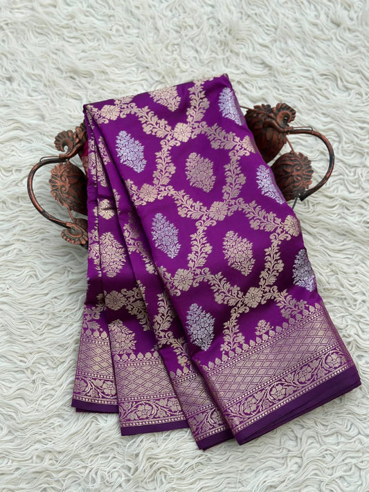 Sona Rupa Jaal Semi Silk Saree – Royal Purple