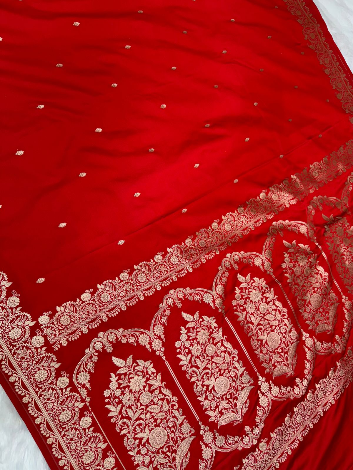 Red Mahru Katan Silk Saree
