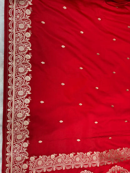 Red Mahru Katan Silk Saree